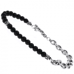 Onyx Stone & Chain Bracelet
